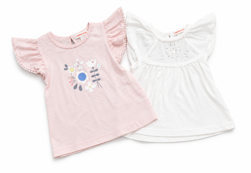 Country Road Girls Flutter Sleeve Tops (2 Pack)- Pre loved