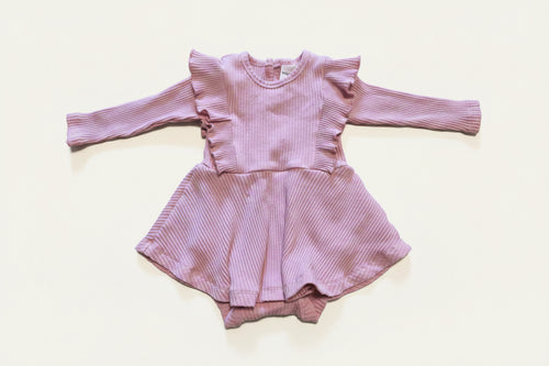 Baby Berry - Ribbed Ruffle Romper Dress