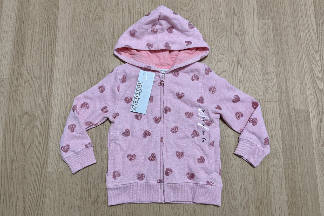 Milkshake Heart Print Zip Hoodie – Brand new with tag