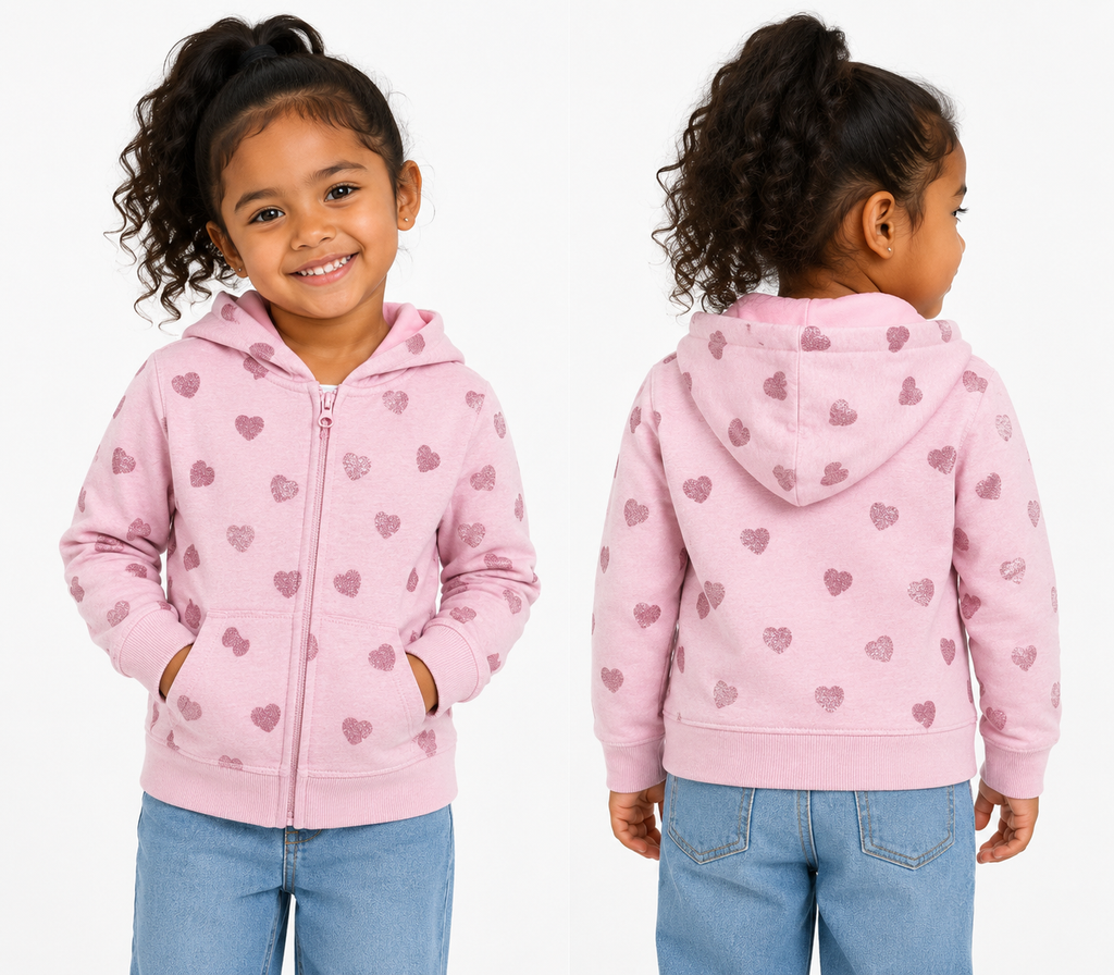 Milkshake Heart Print Zip Hoodie – Brand new with tag