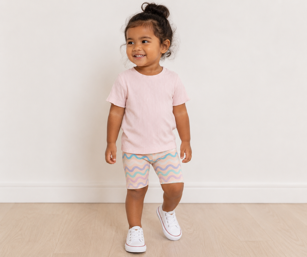 Ribbed T-Shirt & Bike Shorts Set