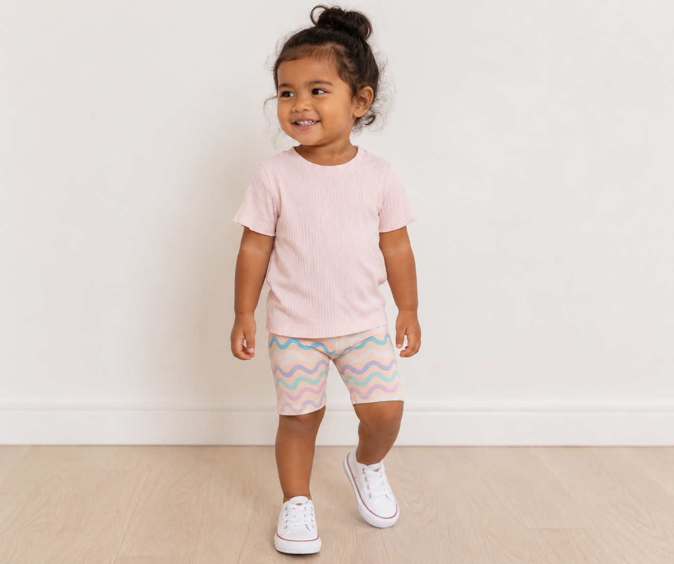 Ribbed T-Shirt & Bike Shorts Set