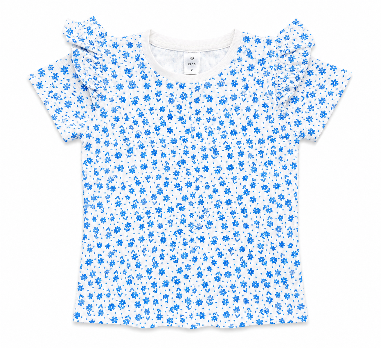 Target Kids- Floral Flutter Sleeve Ribbed Top