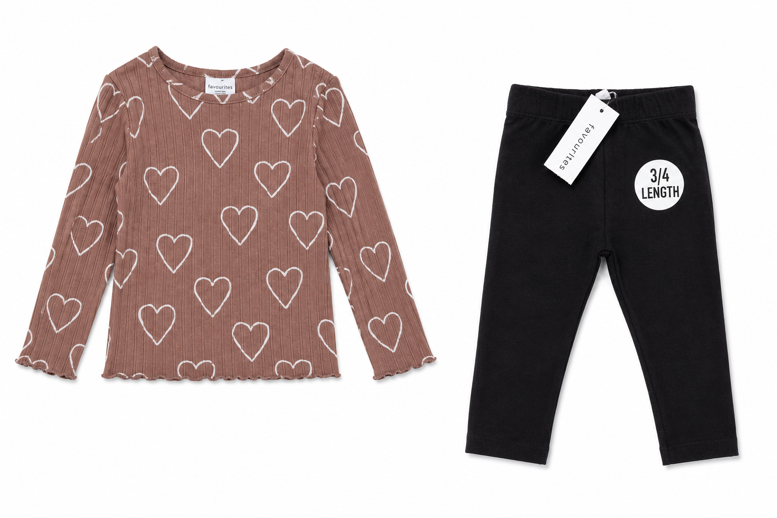 Heart Print Top & 3/4 Leggings Set