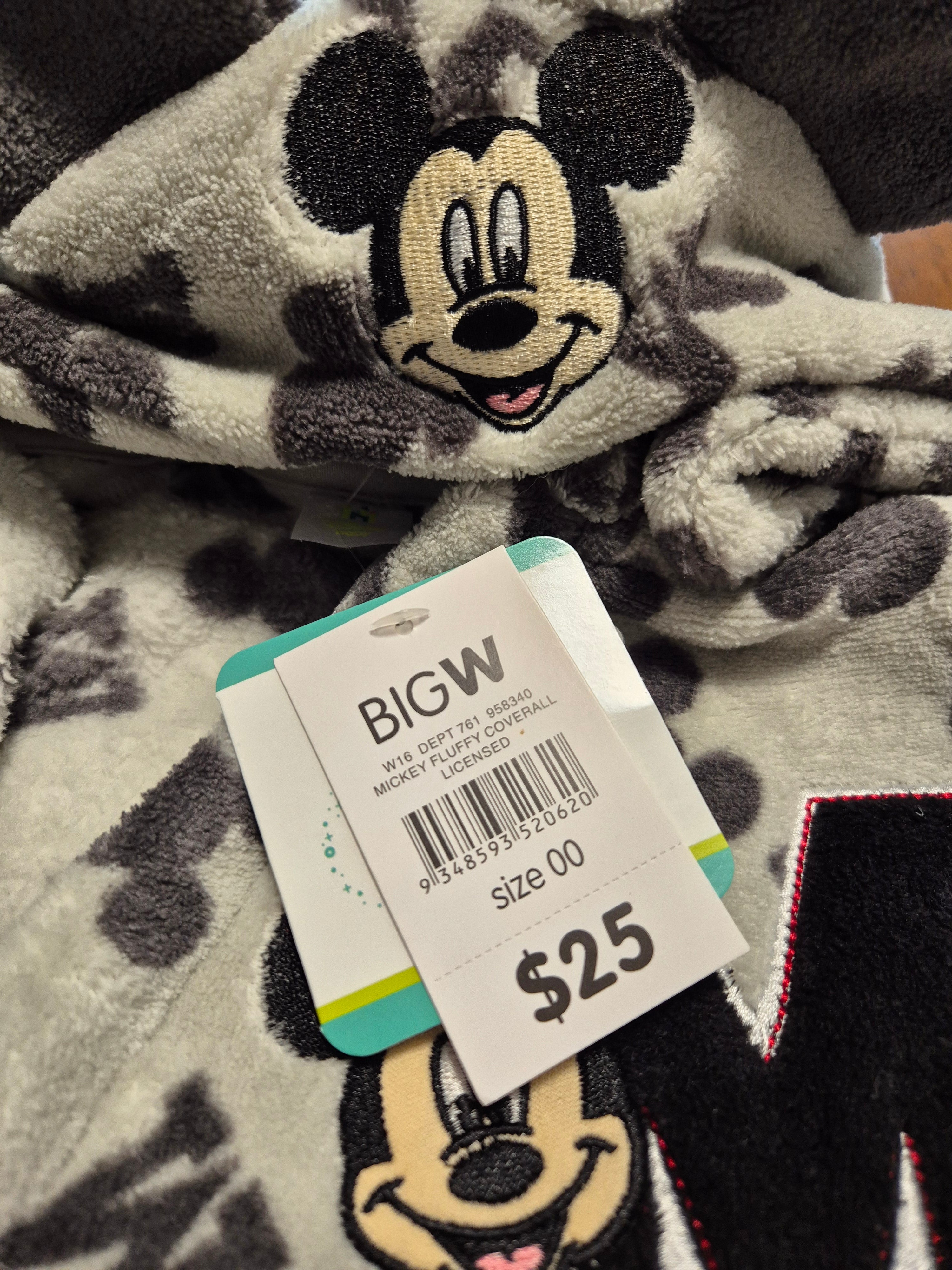 Disney Mickey Mouse Fleece Onesie- Brand new with tags