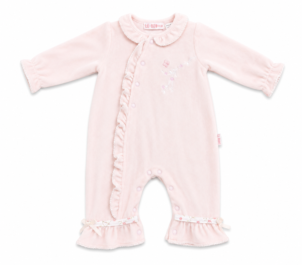Le Bon Pale Pink Velour Romper