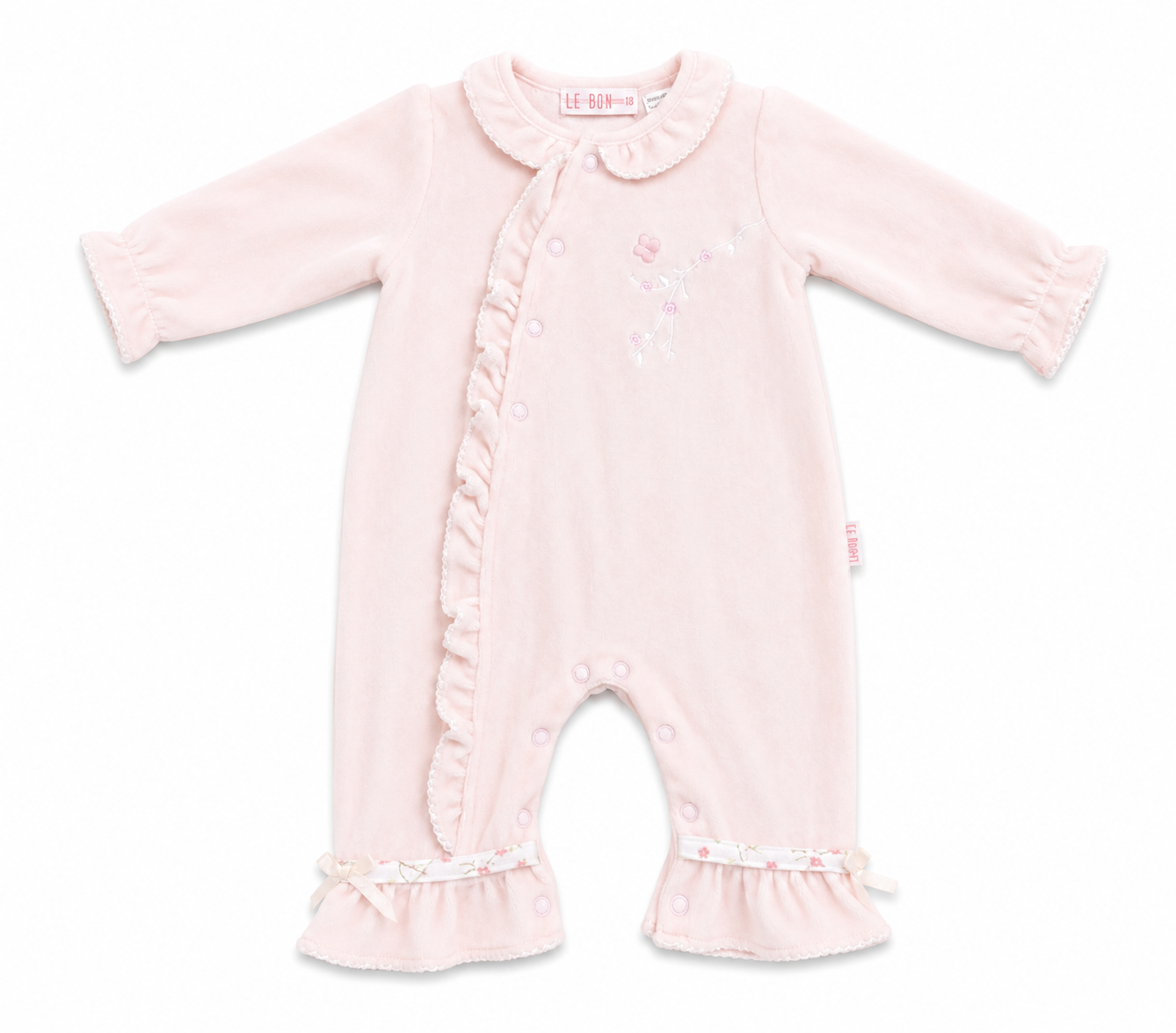 Le Bon Pale Pink Velour Romper