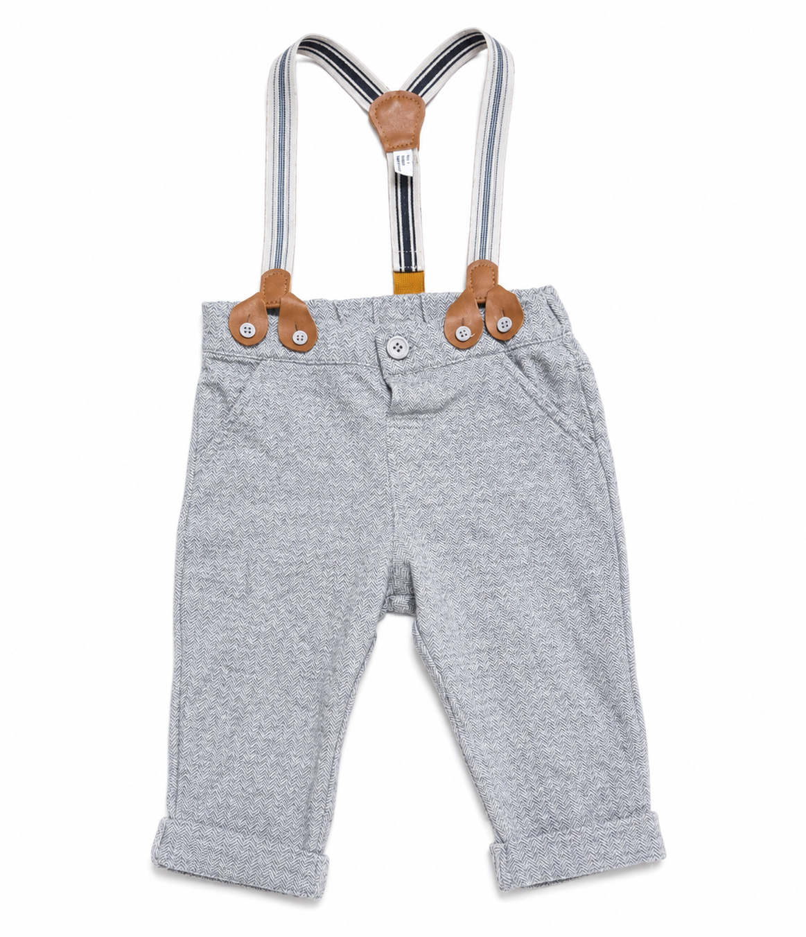 Baby Berry- Herringbone Suspender Pants