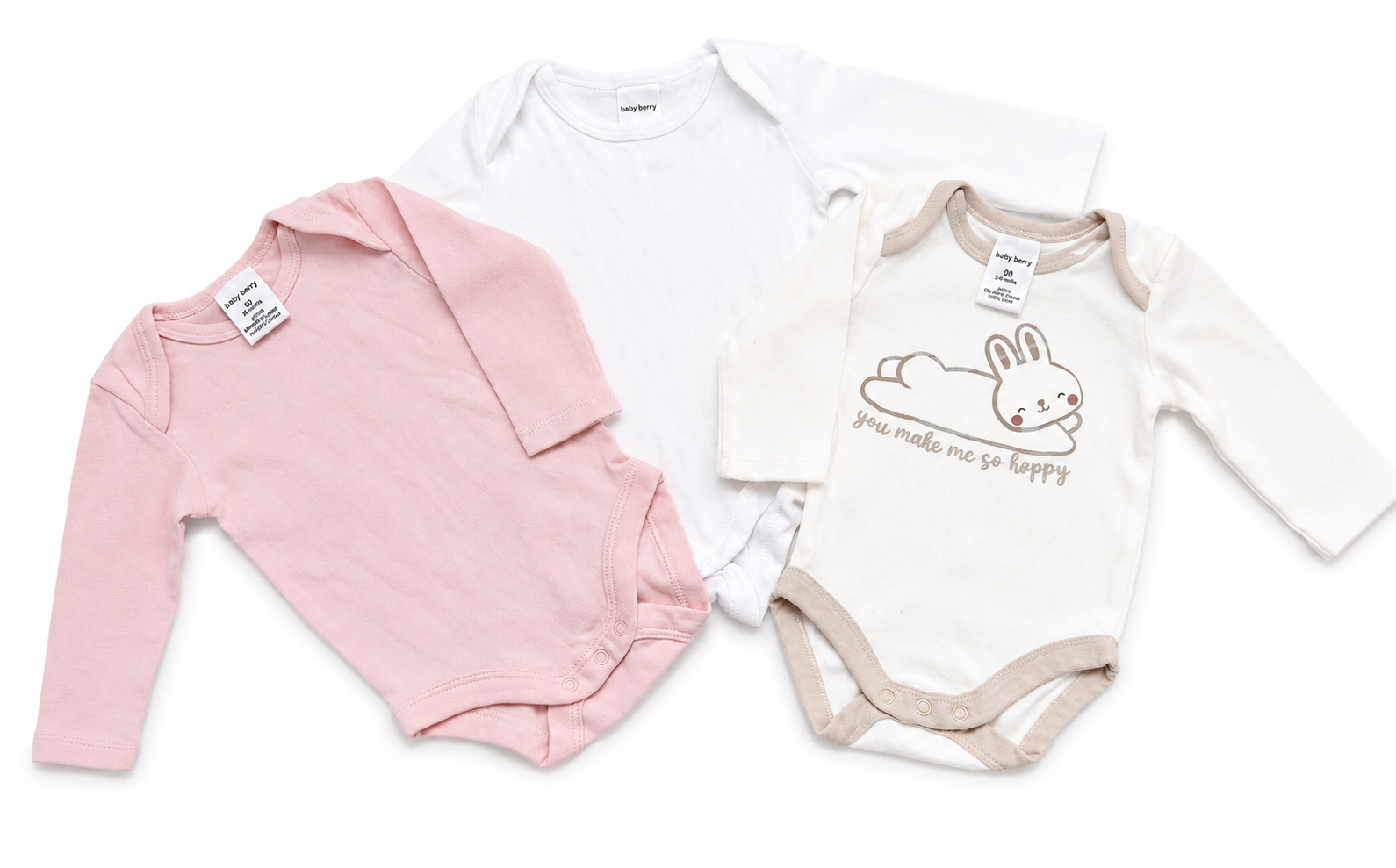 Baby Berry Long Sleeve Bodysuits (3 Pack) Pre-loved