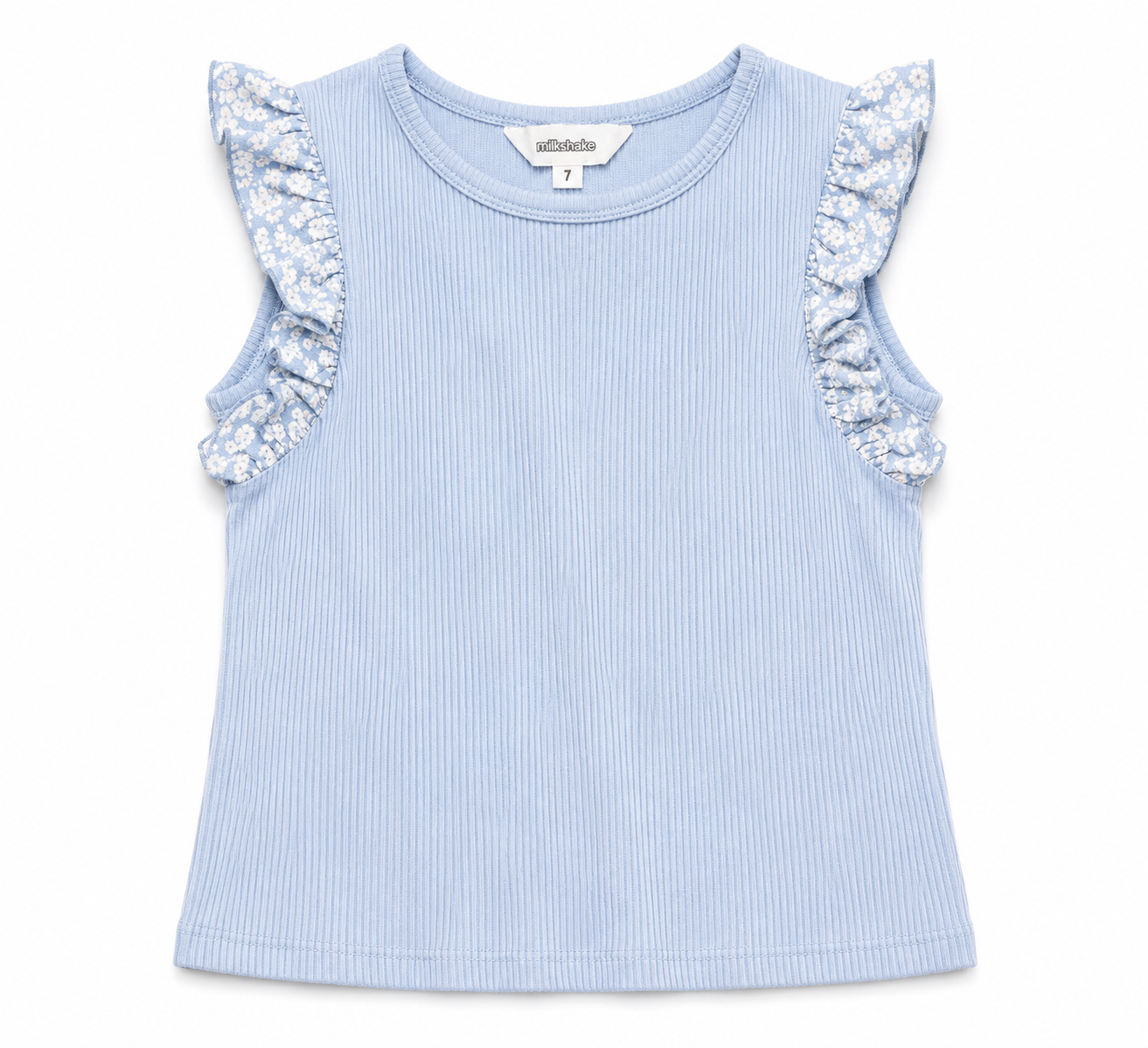 Milkshake Ribbed Flutter Sleeve Top