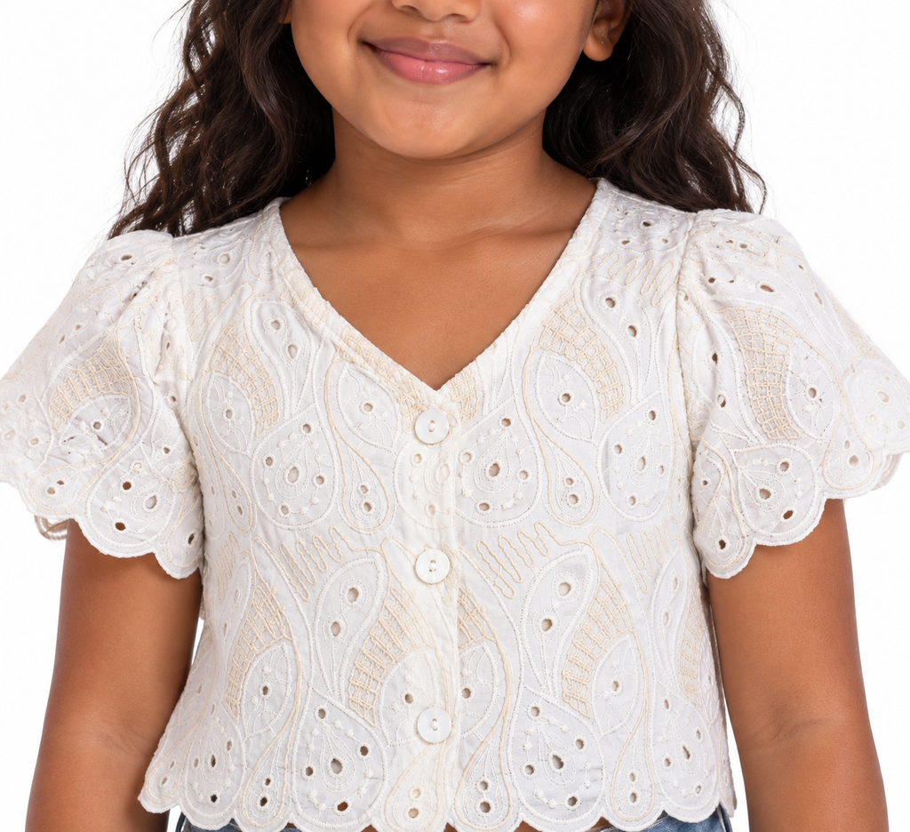 Zara: Embroidered Eyelet Crop Top