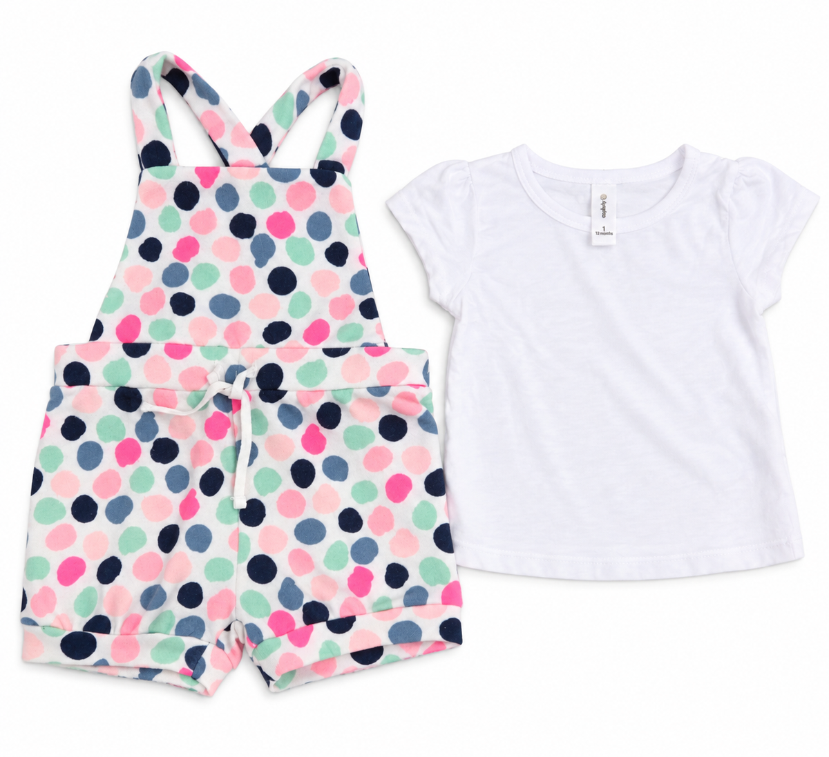 Baby berry & dymples: Polka Dot Shortall & Tee Set