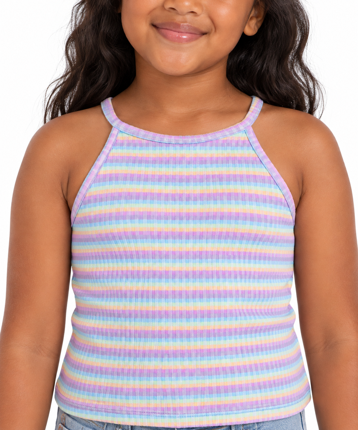 Cotton on Kids: Pastel Striped Ribbed Tank Top