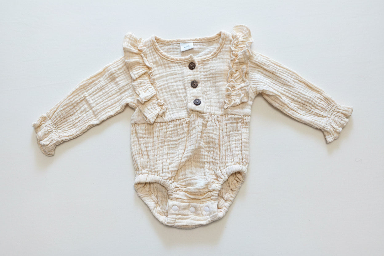 Cream Muslin Ruffle Bodysuit